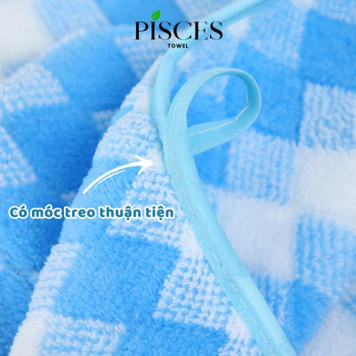Khăn Mặt PISCES TOWEL 35x75cm Caro Cotton Mềm Mại, Khăn Spa Yoga Gym Thể Thao Thấm Hút Mồ Hôi