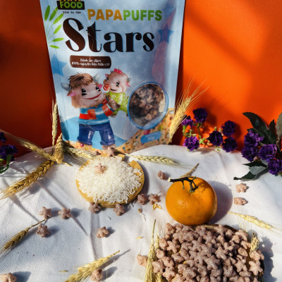 Bánh Ăn Dặm PAPAFOOD PAPAPUFFS STARS - 100% Nguyên Liệu Hữu Cơ - Gói 50g
