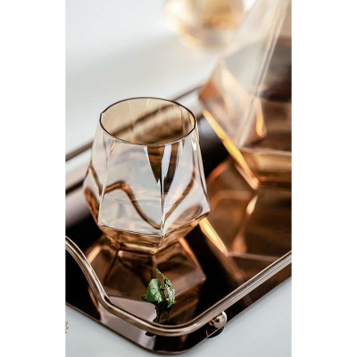 Khay kệ đựng ấm chén cốc tách ly bình nước bằng inox mạ vàng đẹp cao cấp chữ nhật 34x20cm