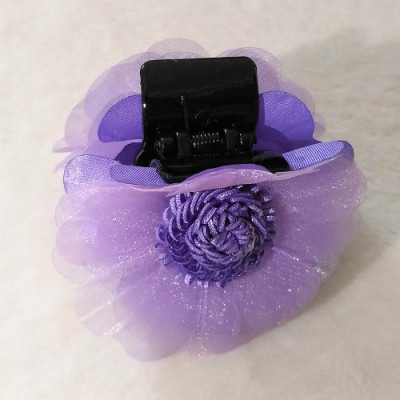 Kẹp tóc sau - kẹp tóc hoa vải màu tím môn