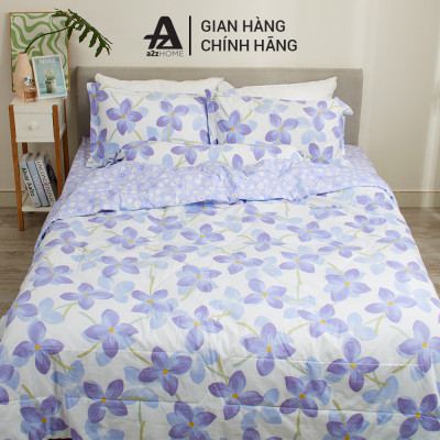 Bộ Ga Giường Mền Chần Bông 5 Món Hyacinth Flowers Mềm Mại 100% Cotton Tự Nhiên A2Z Home