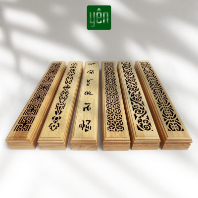 Hộp Đốt Nhang Không Tăm Bằng Tre Nhiều Mẫu Họa Tiết Độc Đáo Yên Thảo Mộc