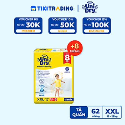 Tã quần UniDry Siêu khô thoáng gói Jumbo mới size XXL