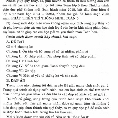 Phát Triển Trí Thông Minh Toán 5 (Dùng Chung Cho Các Bộ SGK Hiện Hành) - HA