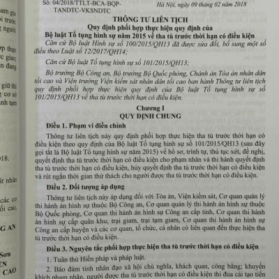 Các Thông Tư Liên Tịch Của Tòa Án Nhân Dân Tối Cao, VKSNDTC về Hình Sự, Tố Tụng Hình Sự, Dân Sự, Tố Tụng Dân Sự