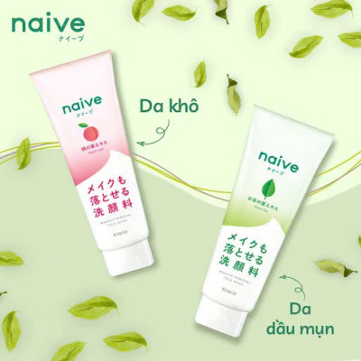 Sữa Rửa Mặt Sạch Sâu Chiết Xuất Lá Đào Kracie Naive Face Wash (Peach Leaf) - Tuýp 130G