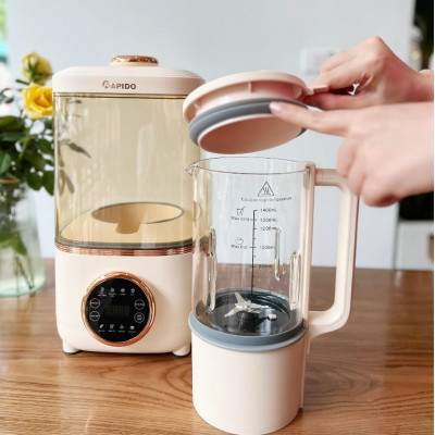 Máy làm sữa hạt 1.4L Rapido RHB-600D 500W xay nấu nhanh, cách âm hiệu quả, 8 chức năng nấu tự động - Hàng chính hãng