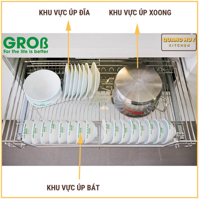 Giá úp bát đa năng nan dẹt inox 304 thương hiệu Grob mã GC304