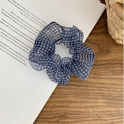 Dây buộc tóc kẻ caro tinh tế vòng lớn Scrunchies xinh xắn HD50