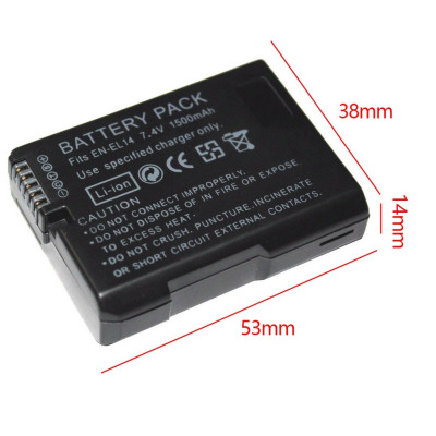 Pin Dành Cho Máy Ảnh Nikon EN-EL14 1500mAh Cao Cấp - Hàng Nhập Khẩu