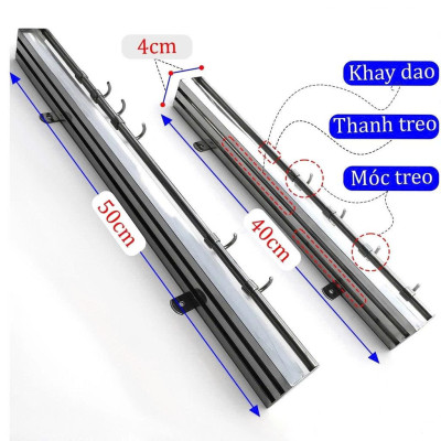 Vắt Dao Inox Cài Dao Treo Khăn Vật Dụng Nhà Bếp - Gắn tường đa năng dài 50cm