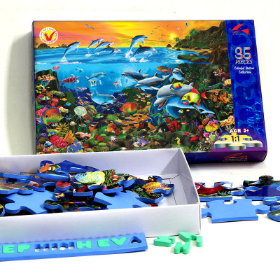 Tranh xếp hình Tia Sáng Jigsaw Puzzle 035 mảnh phát triển trí tuệ cho bé - Hoàng Hôn Đảo Cá Heo - MSP: 035-003