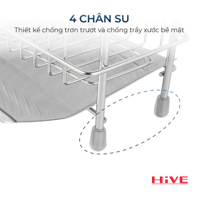 Rổ đựng dụng cụ rửa chén HiVE 304 wide rack_ Kèm Hộp nhựa + Khay inox