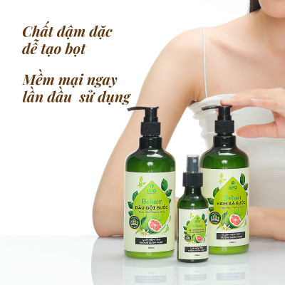 Dầu Gội Xả Bưởi Tinh Chất Thiên Nhiên Giúp Thư Giãn Giảm Rụng Tóc Dung Tích 500ml
