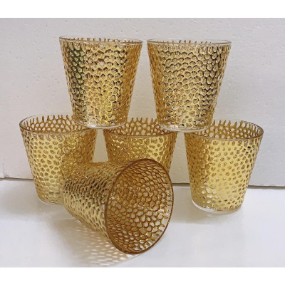 Combo bộ bình đựng nước uống thủy tinh chịu nhiệt cao cấp kèm khay gỗ màu vàng