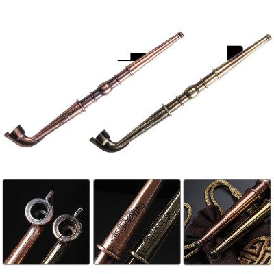 Tẩu thuốc hợp kim đồng cực đẹp phong cách cổ điển Trung Hoa kiểu dài ( màu ngẫu nhiên)