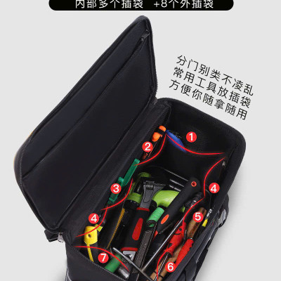 [Cao Cấp] Túi Đồ Nghề Dụng Cụ Sửa Chữa Nắp Vuông Có Ngăn Phụ Kéo Khóa màu đen xám KIRITO