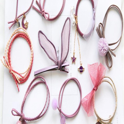 Set 9 cột tóc nhiều màu dễ thương - Hồng