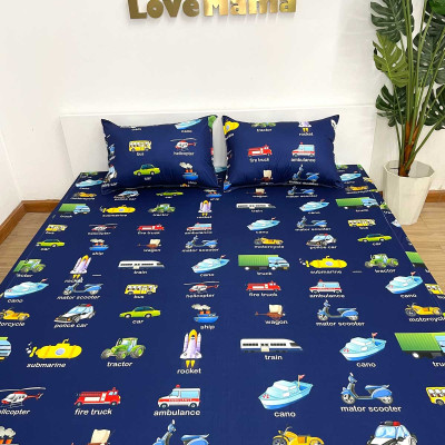 Ga chống thấm nước Cotton LoveMama mềm mại thoáng mát họa tiết xe ô tô