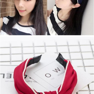 Bờm cài tóc turban nữ BN33B bản to màu đỏ viên trắng