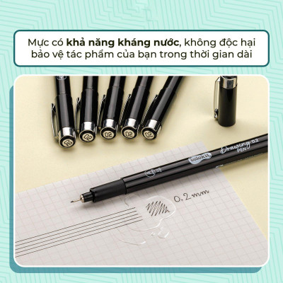 Bút Kim Kỹ Thuật 0.2 mm - Drawing Pen - Colorkit DW-C001 - Mực Đen