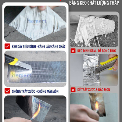 Băng Keo Chống Thấm Nước Butyl Dán Mái Tôn Chống Dột Vá Đường Ống Tường Sửa Chữa Nhà Cửa Siêu Dính