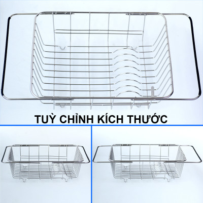 Khay để chén đĩa rau quả gác chậu rửa inox 304 Hobby Home Decor KDC3