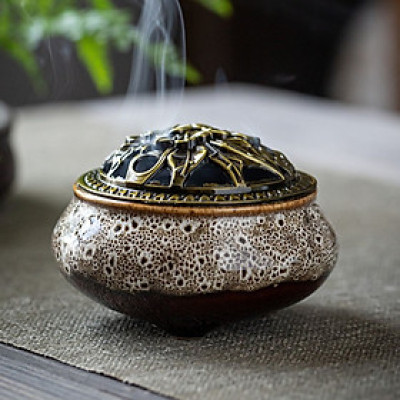 Đế xông trầm - đốt nhang vòng bản đẹp chất liệu gốm sứ tráng men