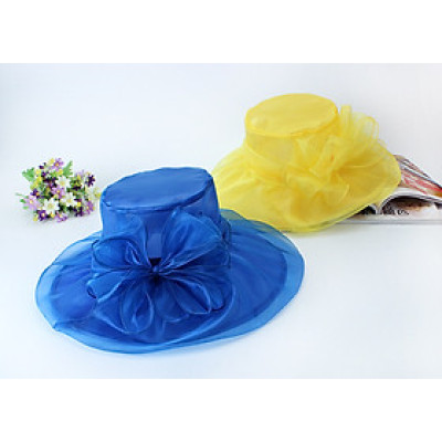 Mũ nón rộng vành nữ organza phong cách Anh gấp gọn sang trọng Hàng nhập dona22122501