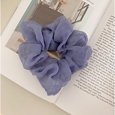 Dây buộc tóc Scrunchies vải mềm kẻ chìm dễ thương