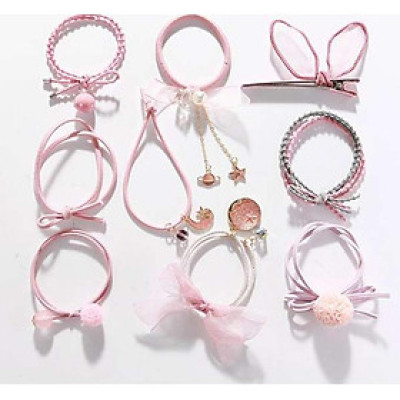 Bộ 9 dây buộc tóc cao cấp kèm túi lưới