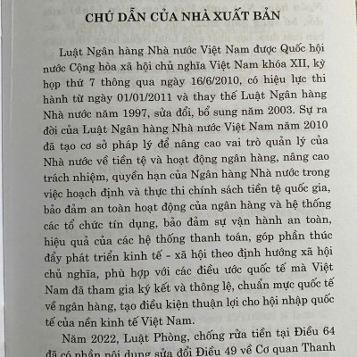 Luật Ngân Hàng Nhà Nước Việt Nam ( Hiện hành ) ( Sửa đổi, bổ sung năm 2022 )