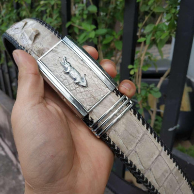 Thắt lưng cá sấu Bạch tạng đan thủ công siêu chất!