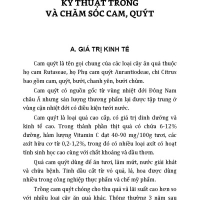 Kỹ Thuật Trồng, Chăm Sóc Cho Năng Suất Cao: Cam, Quýt, Bưởi, Táo, Na, Hồng