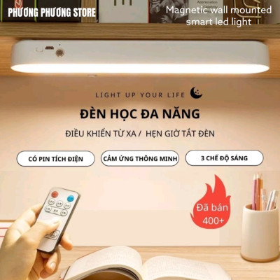 Đèn Đọc Sách tích điện 4 nấc sáng Đa chức năng Nhiều chế độ cảm ứng 1 chạm có Điều khiển từ xa và Hẹn giờ Dán Tường Led Nam Châm Bàn Trang Điểm Gắn Gương