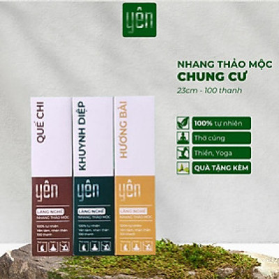 Nhang Thảo Mộc Chung Cư Mix Quế Khuynh Diệp Hương Bài 23cm Hộp 100 Thanh Yên 100 % Tự Nhiên Thờ Cúng