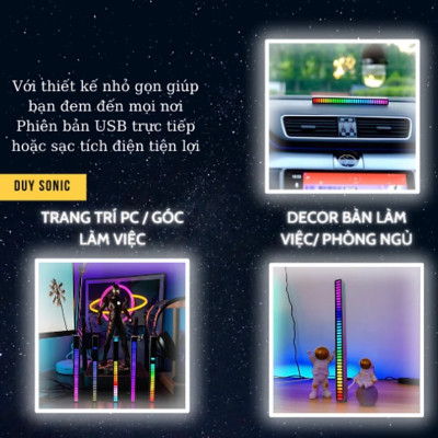 Đèn led KGRGBGD08 dùng app cảm ứng âm thanh và nhấp nháy theo nhạc tích hợp micro 32led - Hàng chính hãng