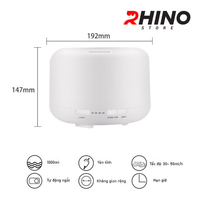 Máy phun sương tạo ẩm lớn Rhino H701 500ml, tích hợp đèn ngủ, điều khiển từ xa - Hàng chính hãng