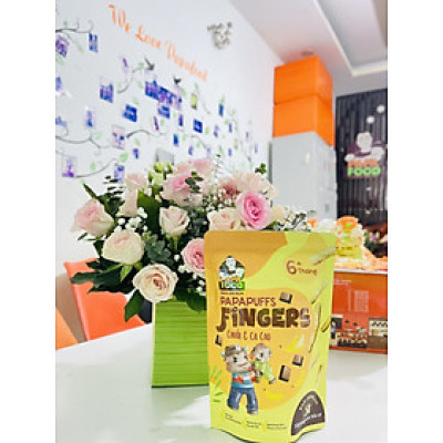 Bánh ăn dặm PAPAFOOD PAPAPUFFS Vị Chuối & Ca Cao - 100% Ngũ Cốc Hữu Cơ - Gói 50g