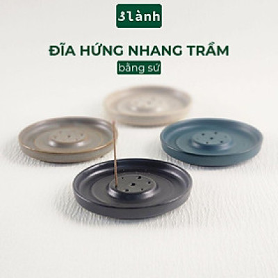 Đế Hứng Nhang Trầm Hương 3 Lành Bằng Gốm Tối Giản Phong Cách Thiền Nhật Đựng Tàn Nhang Giữ Sạch Bàn