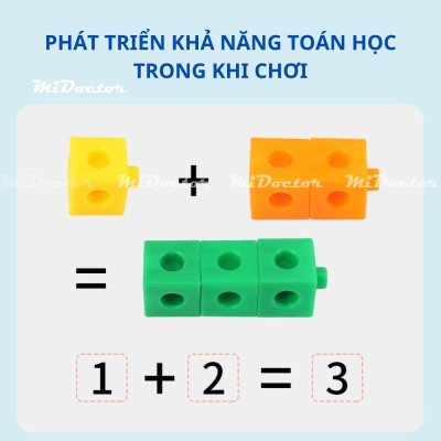 Đồ chơi giáo dục NUMBER BLOCK Linking Cubes học toán và xếp hình sáng tạo 100 khối NumberBlocks toán tư duy,tiếng anh