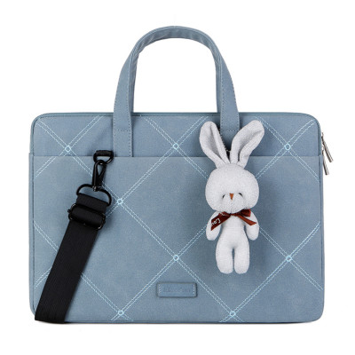 Túi chống sốc da cặp da chống sốc cho macbook, laptop, surface đeo chéo cute tặng kèm gấu bông