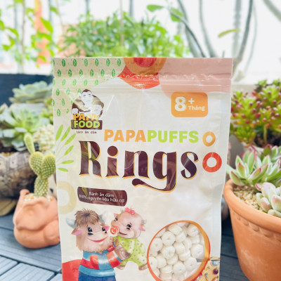 Bánh ăn dặm PAPAFOOD PAPAPUFFS RINGS - 100% Nguyên Liệu Hữu Cơ - Gói 50G