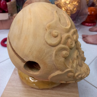 Mõ tụng kinh phật bằng gỗ mít để mộc gỗ không dác kt 20cm