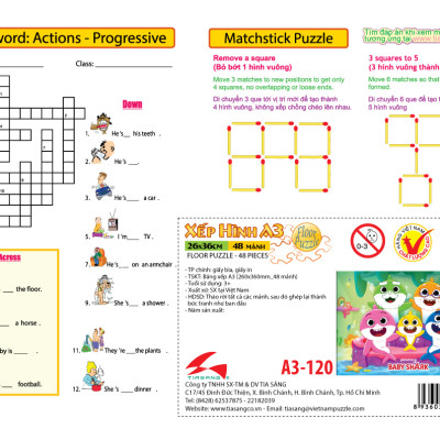 Xếp hình Tia Sáng  Bayby Shark 2  (48 Mảnh Ghép) - Tặng kèm câu đố mặt sau cho bé