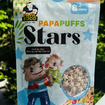 Bánh Ăn Dặm PAPAFOOD PAPAPUFFS STARS - 100% Nguyên Liệu Hữu Cơ - Gói 50g