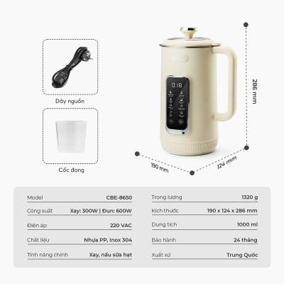 Máy làm sữa hạt Elmich 1L CBE-8650 - Hàng Chính Hãng