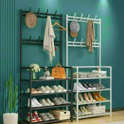 Kệ Giày Dép 4 Tầng Kèm Móc Treo Đồ Thông Minh, Giá Để Giày Dép 4 Tầng Kèm Móc Treo Tiện Lợi Màu Ngẫu Nhiên