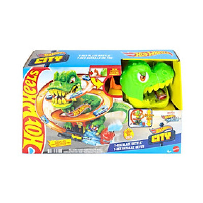 Đồ Chơi Trạm Cứu Hỏa Khủng Long T-rex Hủy Diệt HOT WHEELS JBM73