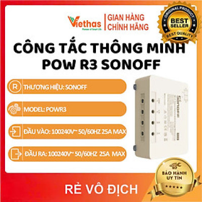 Công Tắc Thông Minh Pow R3 Sonoff Công Suất Cao 25A / 5500W Điều Khiển Bằng Giọng Nói - Hàng Chính Hãng